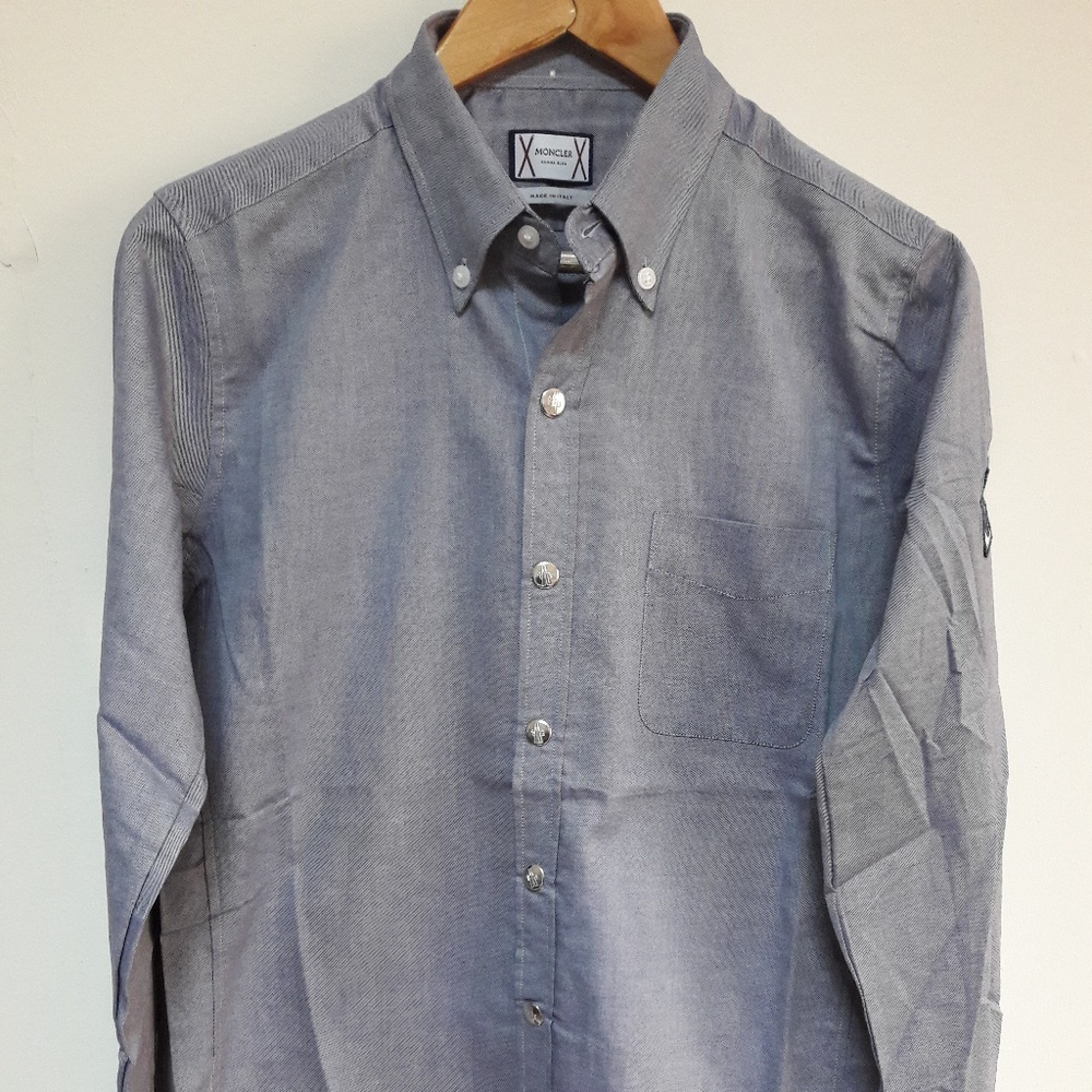 2019 Moncler Men Solid Cotton Grey Shirt